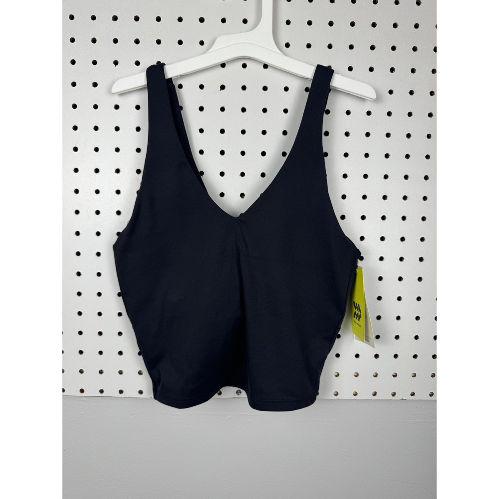 All in‎ Motion Flex LS V-Neck Crop Bra Black XXS Built-in Shelf Bra UPF 50+ New